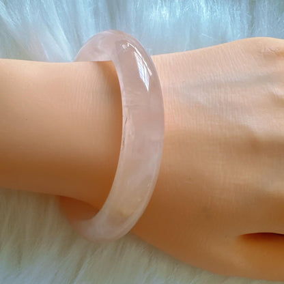 Heartglow - Soft Pink Crystal Energy Bracelet, Pink Crystal Quartz Gemstone Bangle