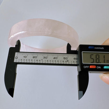 Heartglow - Soothing Rose Quartz Bangle, Square Shaped Pink Crystal Quartz Gemstone Bangle