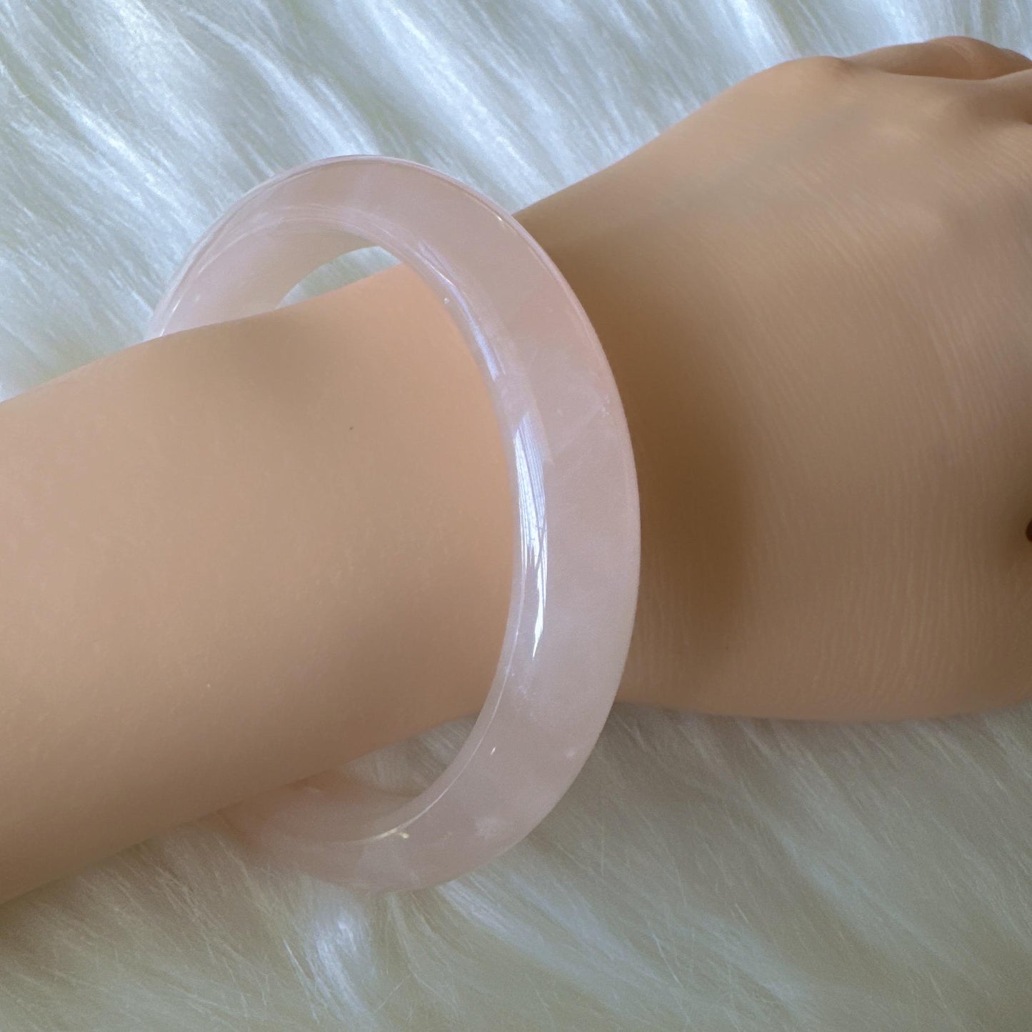 Heartglow - Gentle Soul Rose Quartz Bangle, Pink Crystal Quartz Gemstone Bangle