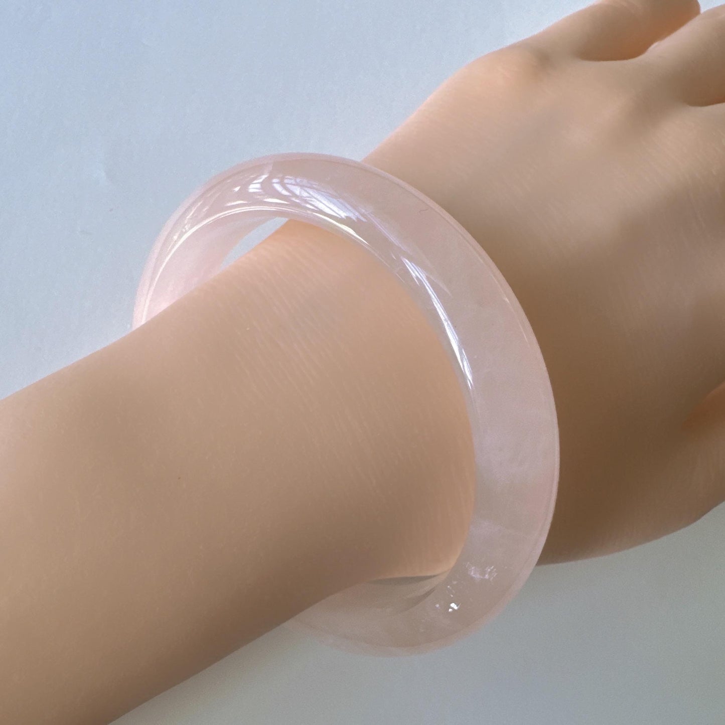 Heartglow - Gentle Soul Rose Quartz Bangle, Pink Crystal Quartz Gemstone Bangle