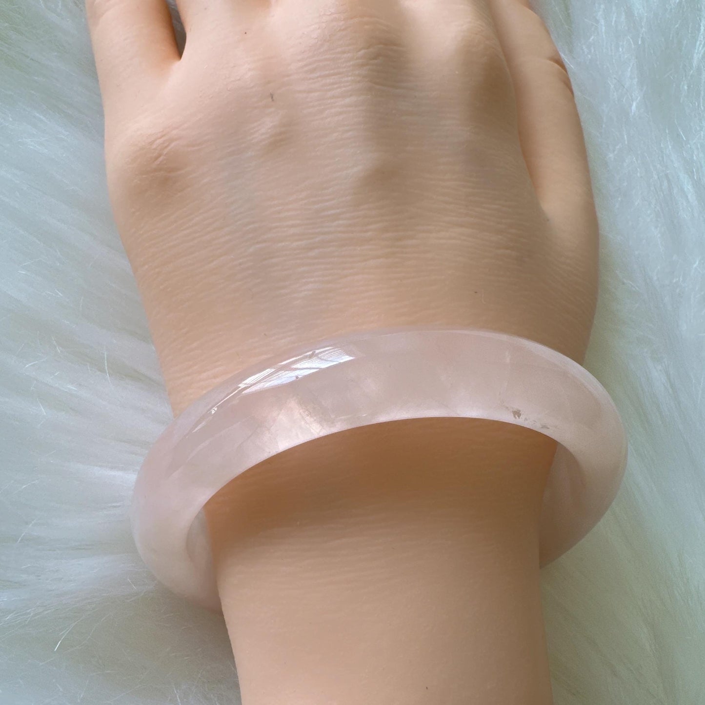 Heartglow - Soft Pink Crystal Energy Bracelet, Pink Crystal Quartz Gemstone Bangle