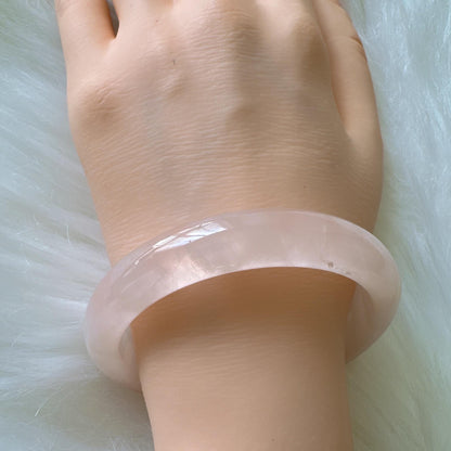 Heartglow - Soft Pink Crystal Energy Bracelet, Pink Crystal Quartz Gemstone Bangle