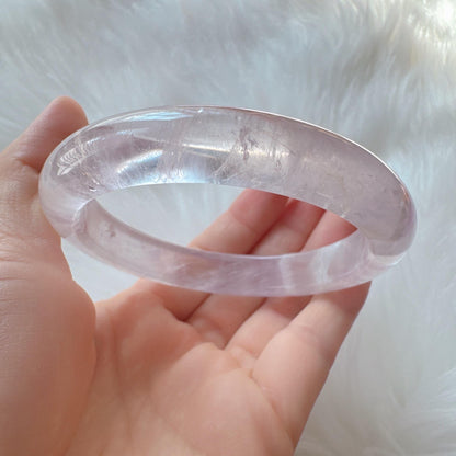 Dreamveil – Calm Spirit Amethyst Bangle Bracelet, Light Purple Amethyst Bracelet, Lavender Quartz Bangle