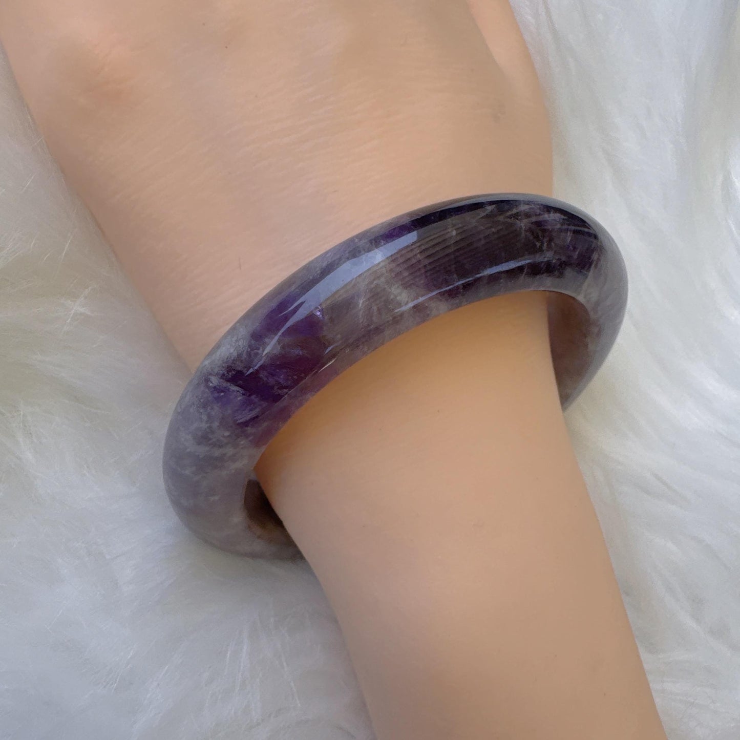 Dreamveil – Violet Aura Amethyst Gemstone Bangle, Purple Crystal Quartz Gemstone Bangle