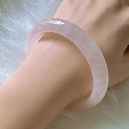 Heartglow - Rose Quartz Bangle, Pink Crystal Quartz Gemstone Bangle