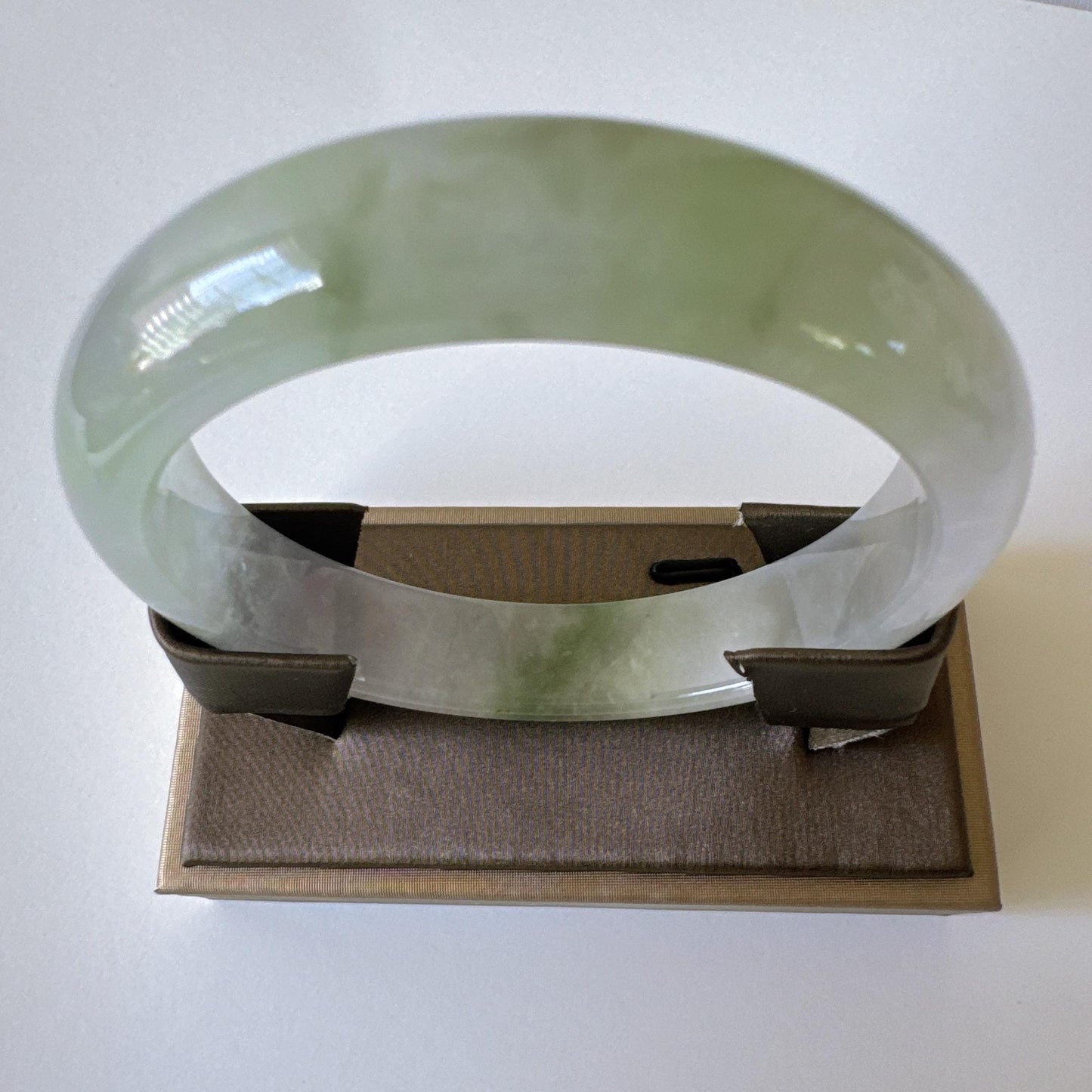 Earthveil - Artisan Light Green Unique Jade Bangle Bracelet