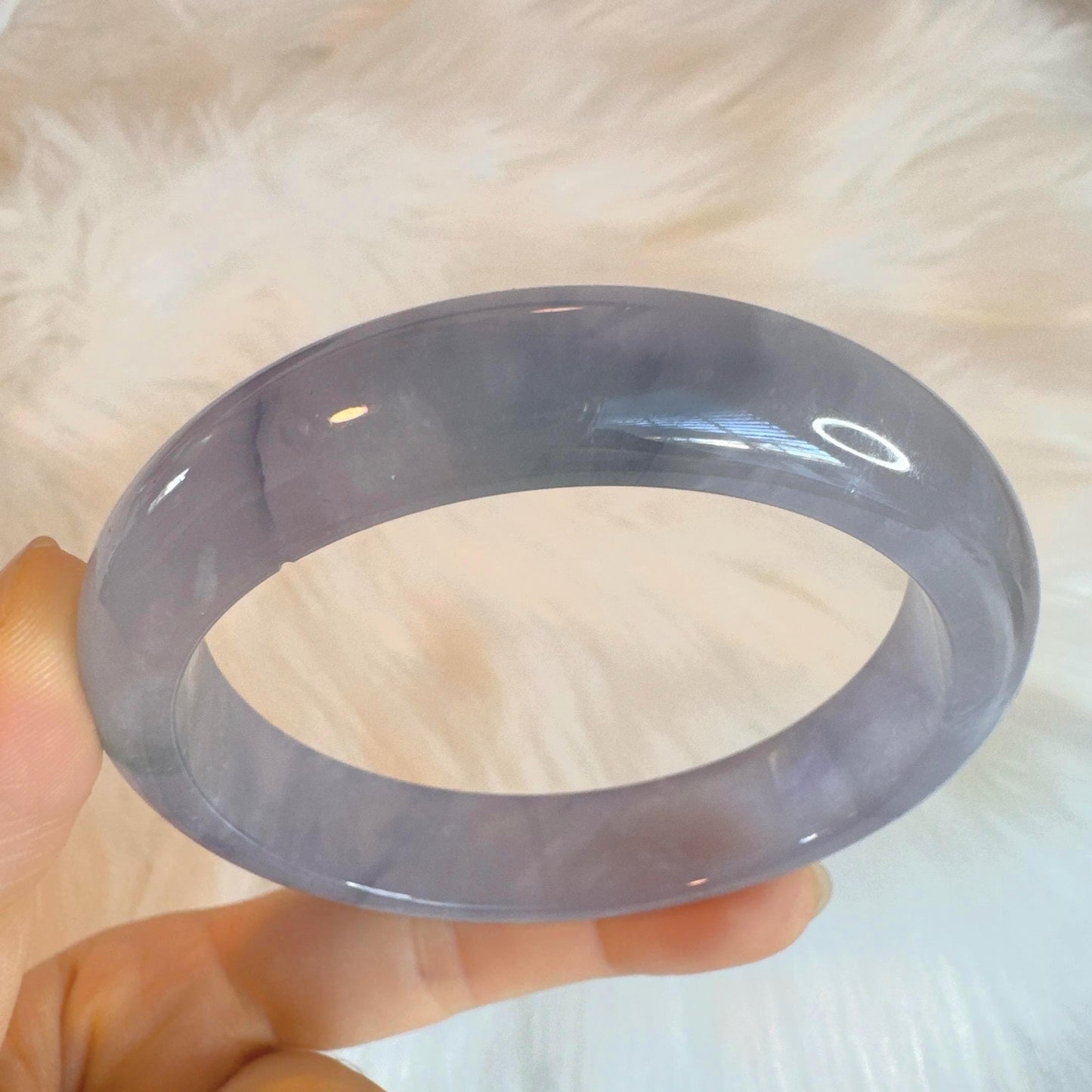 Earthveil - Gray Purple Tinted Jade Bangle Jadeite Bracelet