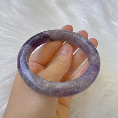 Dreamveil – Violet Aura Amethyst Gemstone Bangle, Purple Crystal Quartz Gemstone Bangle