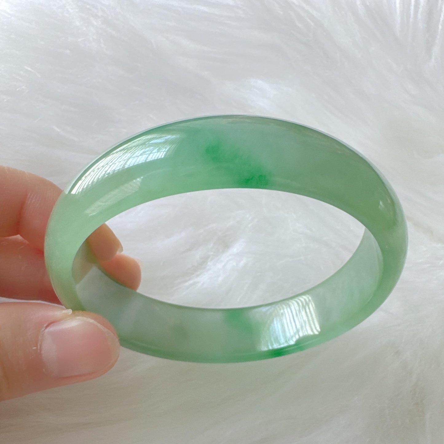 Earthveil - Light Green Jade Bangle Bracelet, Yellow Green Jadeite Bangle