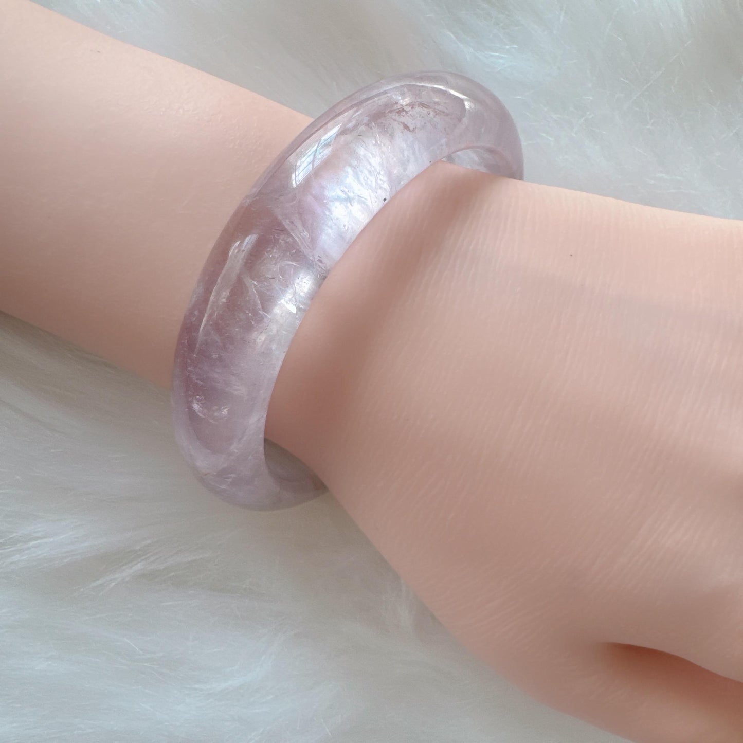 Dreamveil – Light Purple Amethyst Bangle Bracelet, Light Purple Amethyst Bracelet, Lavender Quartz Bangle