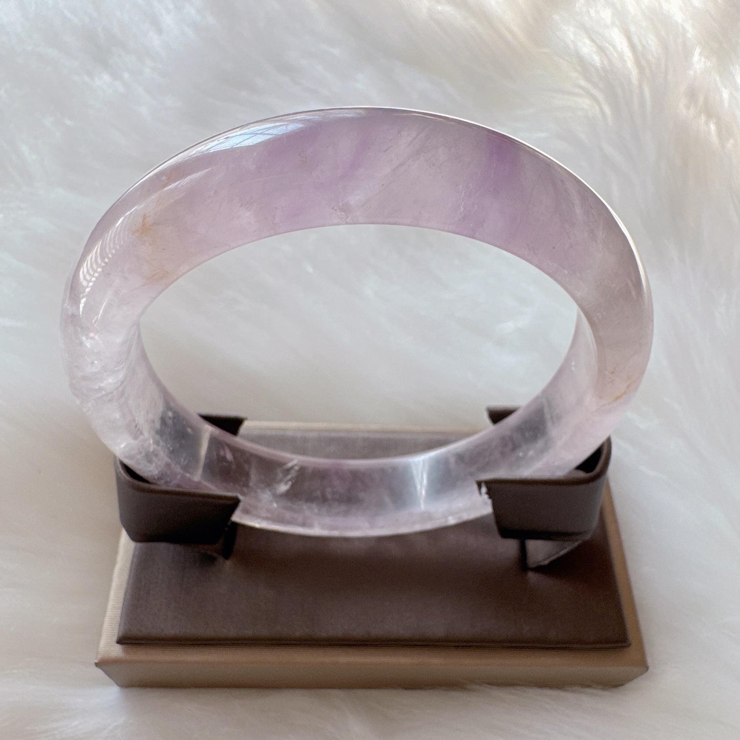 Dreamveil – High Clarity Amethyst Bangle Bracelet, Light Purple Amethyst Bracelet, Lavender Quartz Bangle