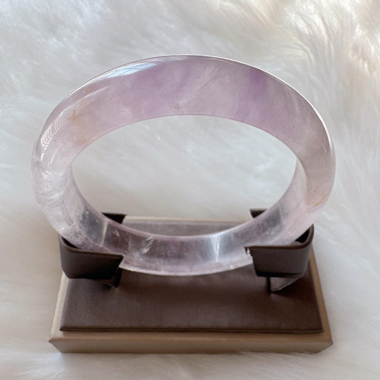 Dreamveil – High Clarity Amethyst Bangle Bracelet, Light Purple Amethyst Bracelet, Lavender Quartz Bangle