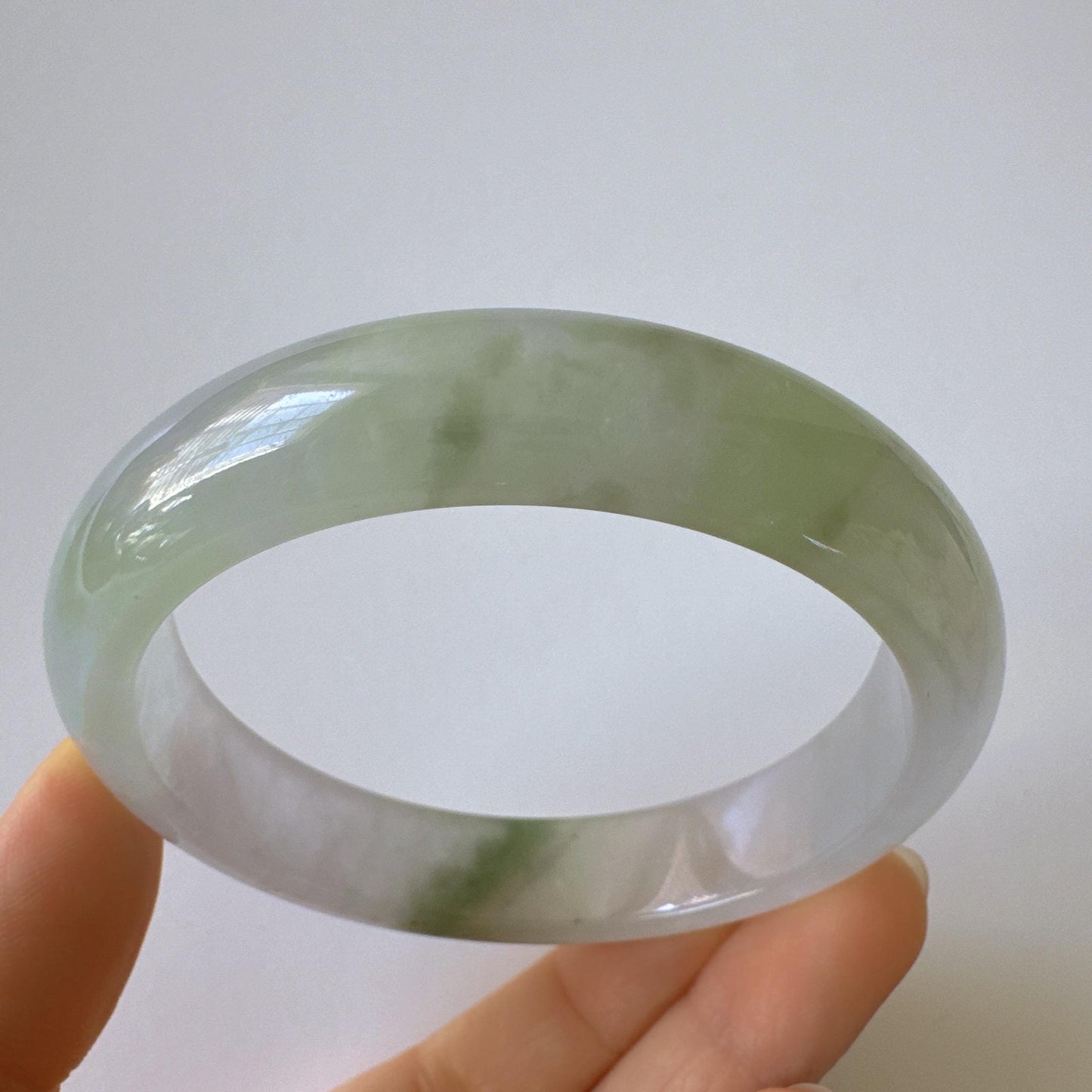 Earthveil - Artisan Light Green Unique Jade Bangle Bracelet