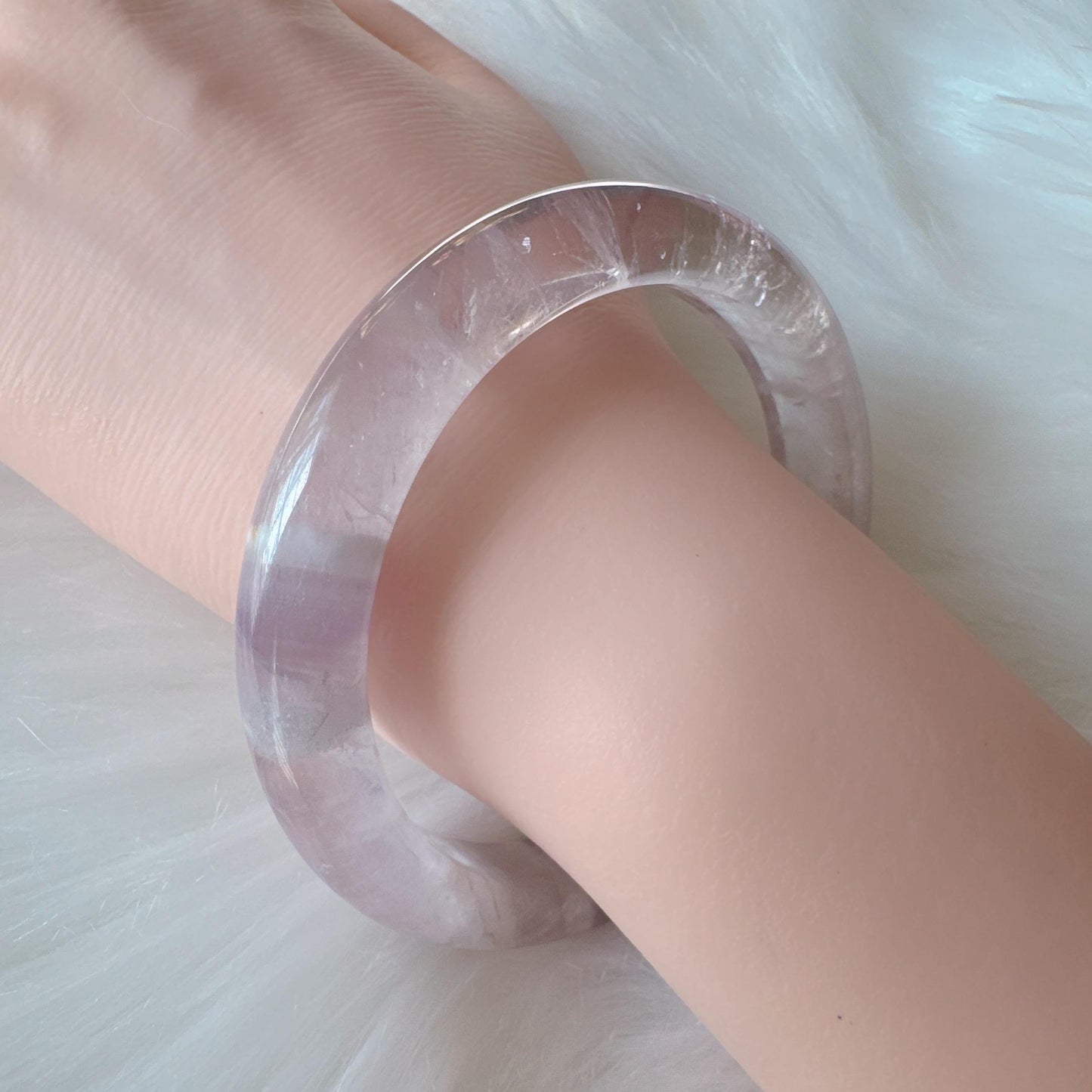 Dreamveil – Calm Spirit Amethyst Bangle Bracelet, Light Purple Amethyst Bracelet, Lavender Quartz Bangle
