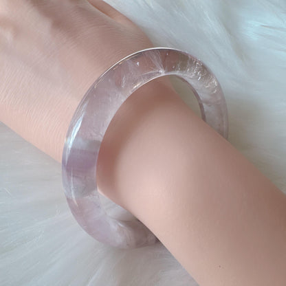Dreamveil – Calm Spirit Amethyst Bangle Bracelet, Light Purple Amethyst Bracelet, Lavender Quartz Bangle