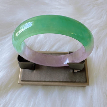 Earthveil - Purple and Green Wide Burma Jade Bangle Bracelet