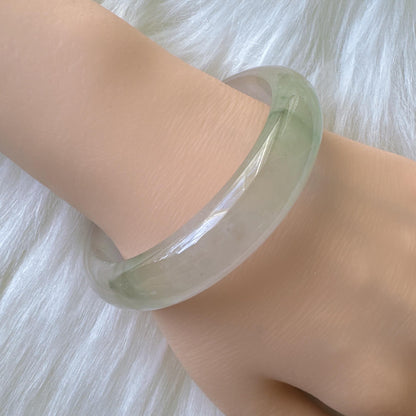 Earthveil - Light Green with Soft Pink Tone Burma Jade Jadeite Bangle Bracelet