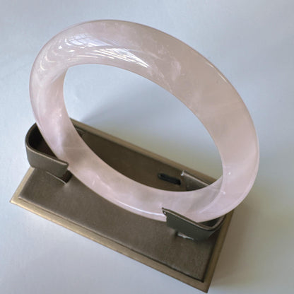 Heartglow - Gentle Soul Rose Quartz Bangle, Pink Crystal Quartz Gemstone Bangle