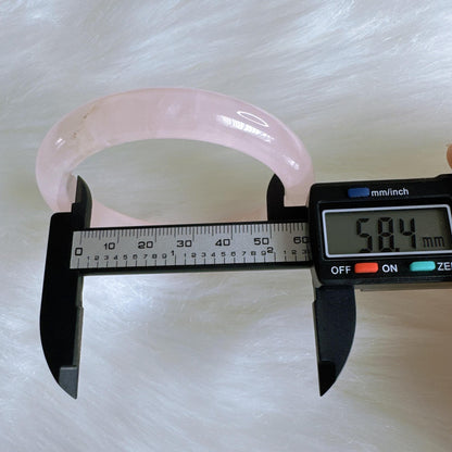 Heartglow - Love Rose Quartz Bangle, Pink Crystal Quartz Gemstone Bangle