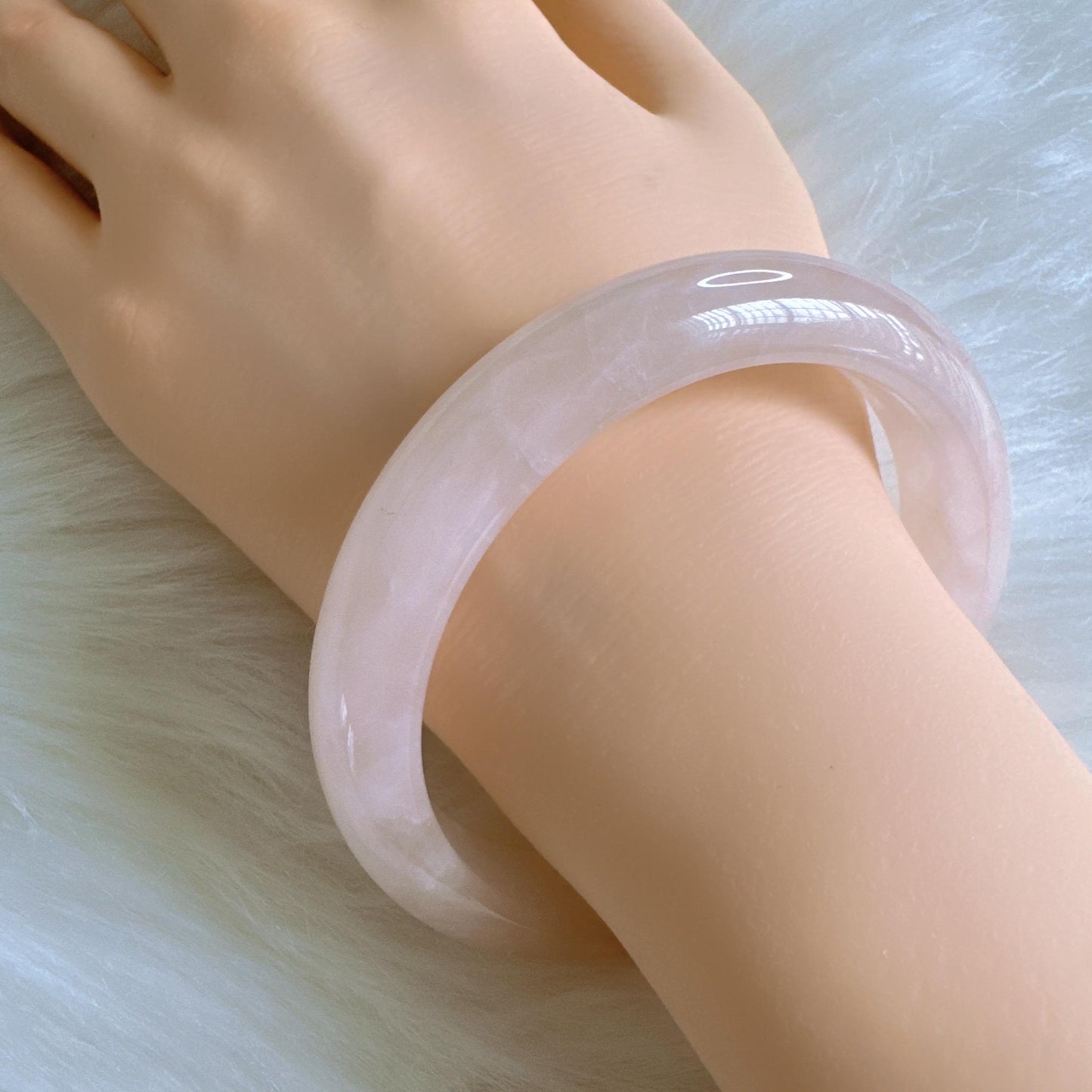 Heartglow - Serenity Rose Quartz Bangle, Pink Crystal Quartz Gemstone Bangle