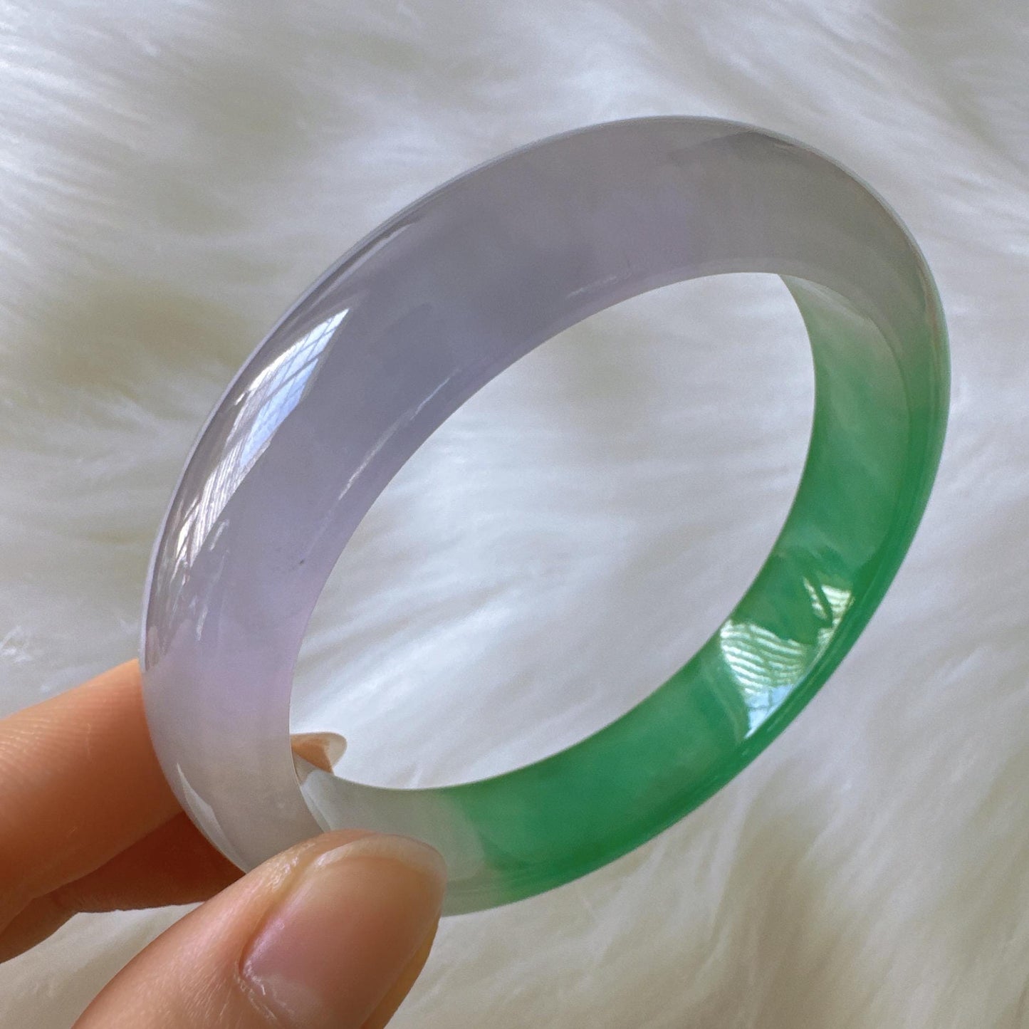 Earthveil - Lavender Green Burma Jade Bangle Bracelet
