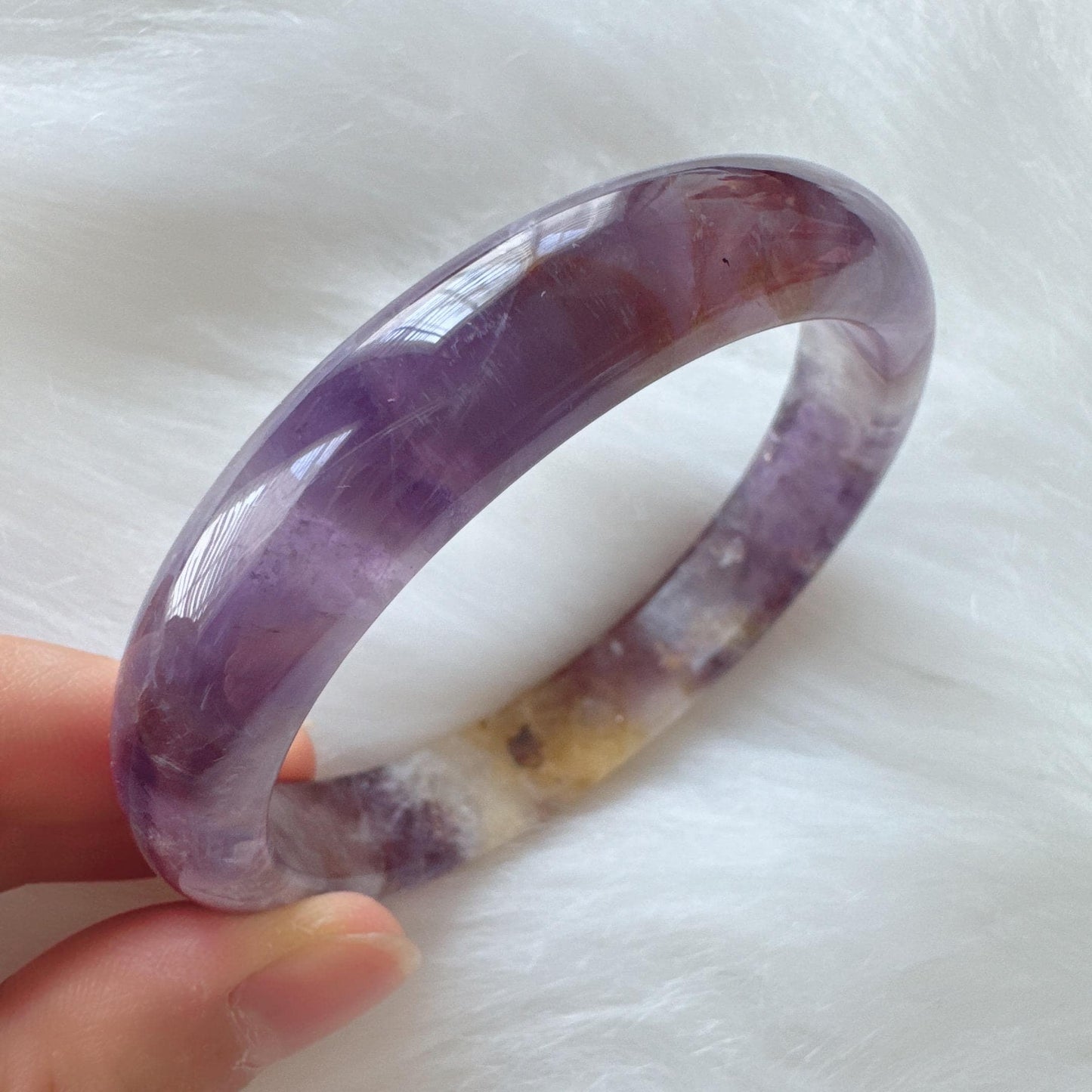 Dreamveil – Purple Crystal Quartz Gemstone Bangle, Amethyst Gemstone Bangle