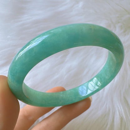 Earthveil - Bluish Green Burma Jade Jadeite Bangle Bracelet