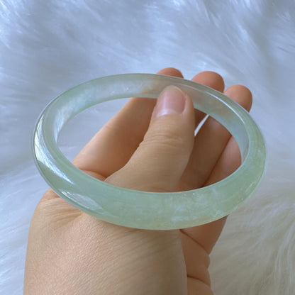 Earthveil - Apple Green Slim Jade Bangle Bracelet, Jadeite Gemstone Bangle