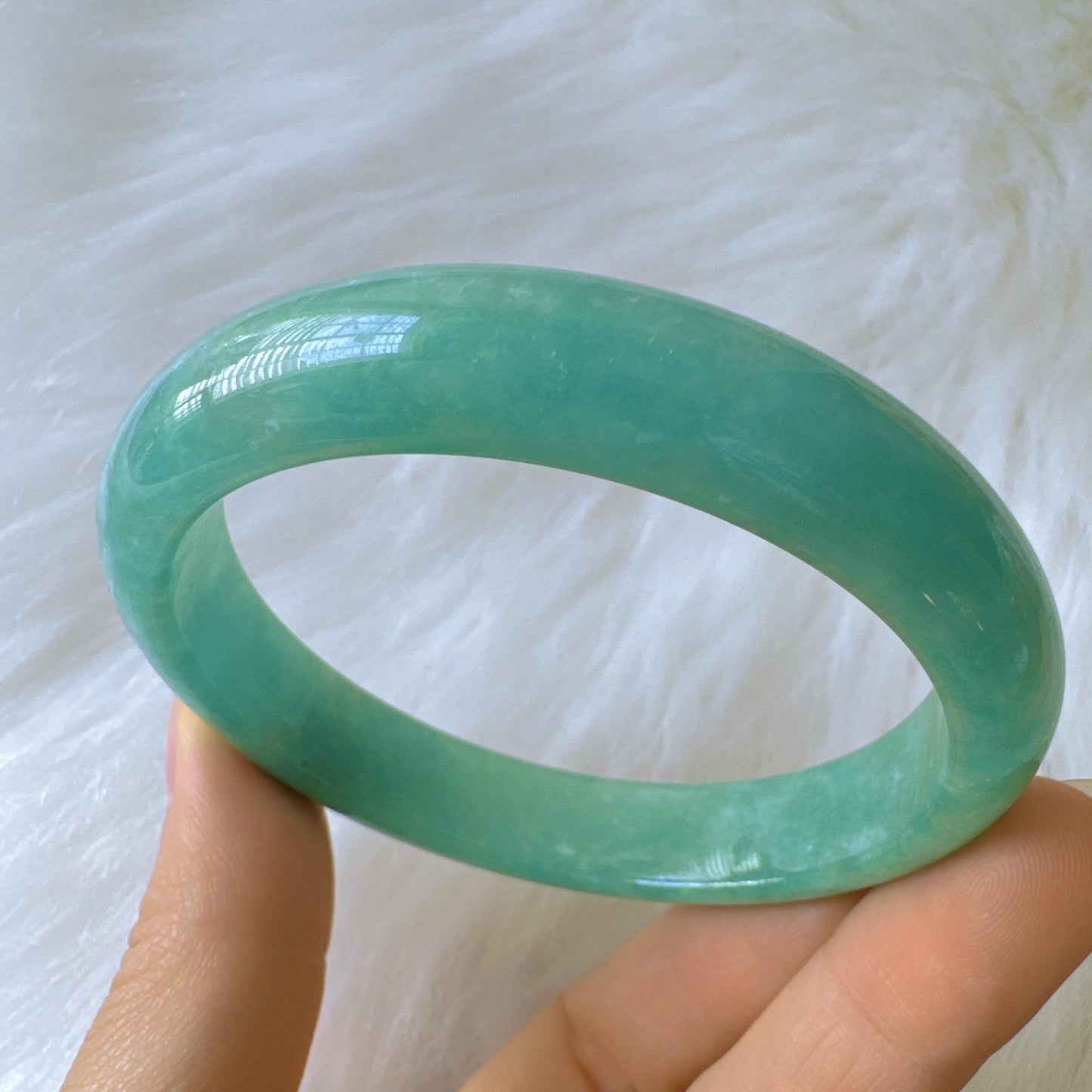 Earthveil - Bluish Green Burma Jade Jadeite Bangle Bracelet