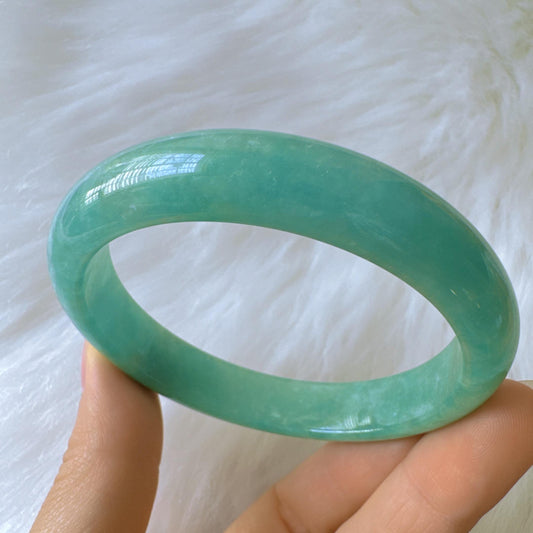 Earthveil - Bluish Green Burma Jade Jadeite Bangle Bracelet