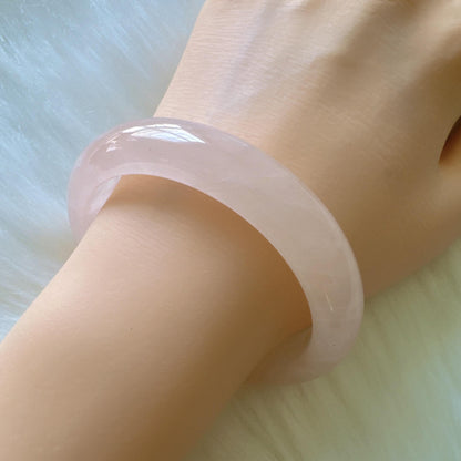 Heartglow - Polished Rose Quartz Bangle, Pink Crystal Quartz Gemstone Bangle