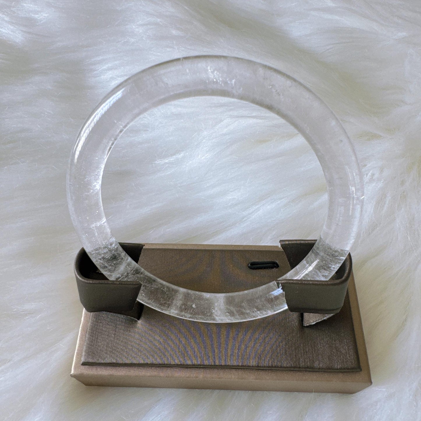 Purelight - – High Clarity White Phantom Quartz Bangle, Ghost Quartz White Crystal Bangle