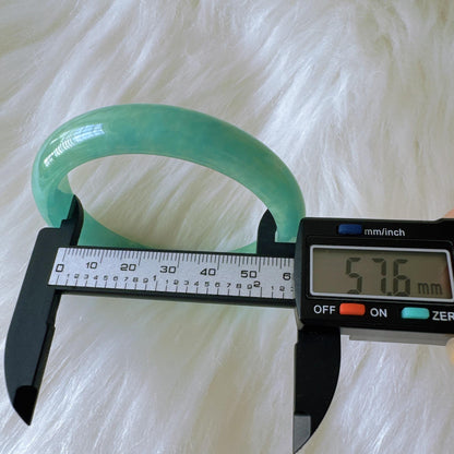 Earthveil - Bluish Green Burma Jade Jadeite Bangle Bracelet