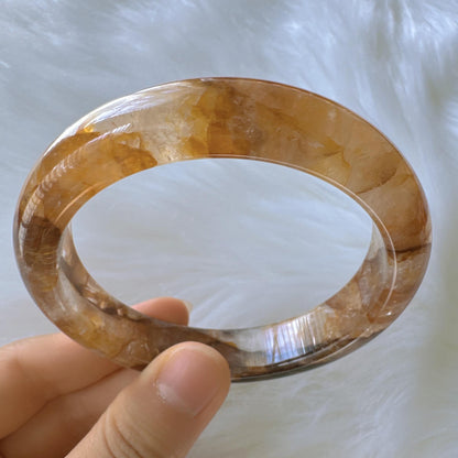 Golden Bloom – Honey Light Gemstone Bracelet, Yellow Hematoid Quartz Gemstone Bangle Bracelet