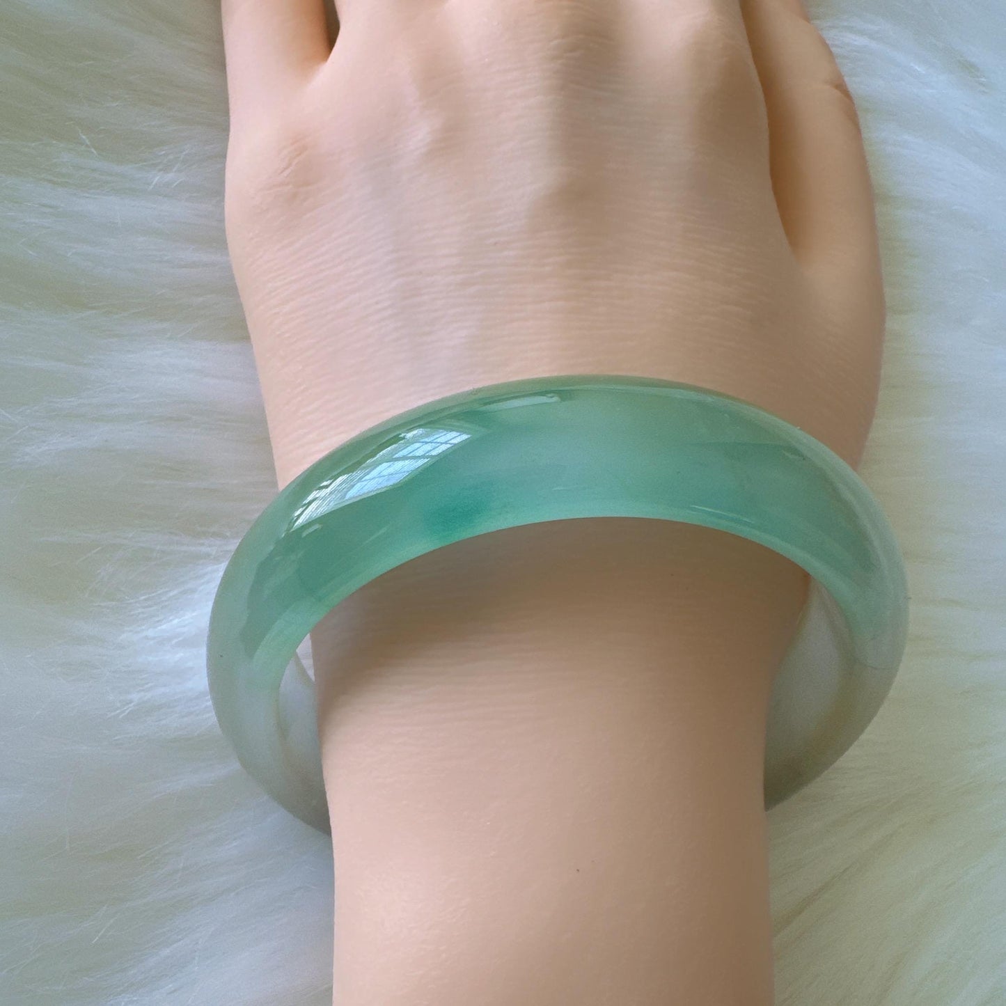 Earthveil - Olive Green Wide Burma Jade Jadeite Bangle Bracelet