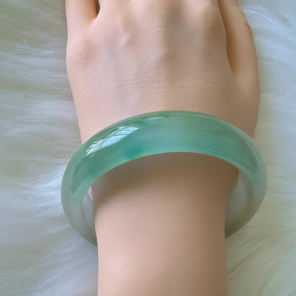 Earthveil - Olive Green Wide Burma Jade Jadeite Bangle Bracelet