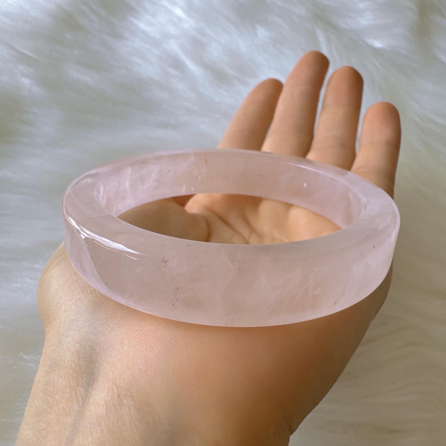 Heartglow - Soothing Rose Quartz Bangle, Square Shaped Pink Crystal Quartz Gemstone Bangle