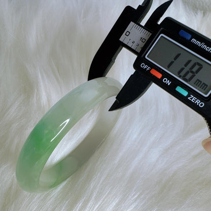 Earthveil - Timeless Light Green and White Burma Jade Jadeite Bangle