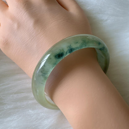 Earthveil - Translucent Green Burma Jadeite Bangle Bracelet