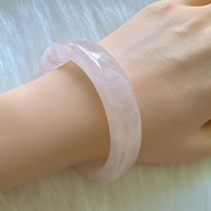 Heartglow - Inner Peace Rose Quartz Bangle, Pink Crystal Quartz Square Shaped Gemstone Bangle