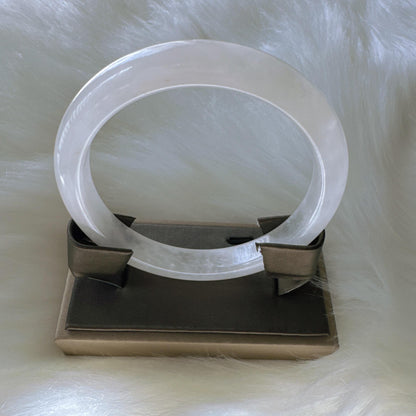 Purelight - Moonlight White Phantom Quartz Gemstone Bangle, Ghost Quartz White Crystal Bangle