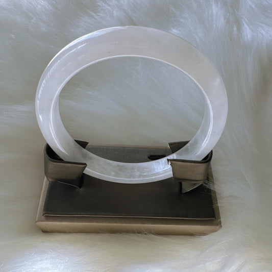 Purelight - Moonlight White Phantom Quartz Gemstone Bangle, Ghost Quartz White Crystal Bangle