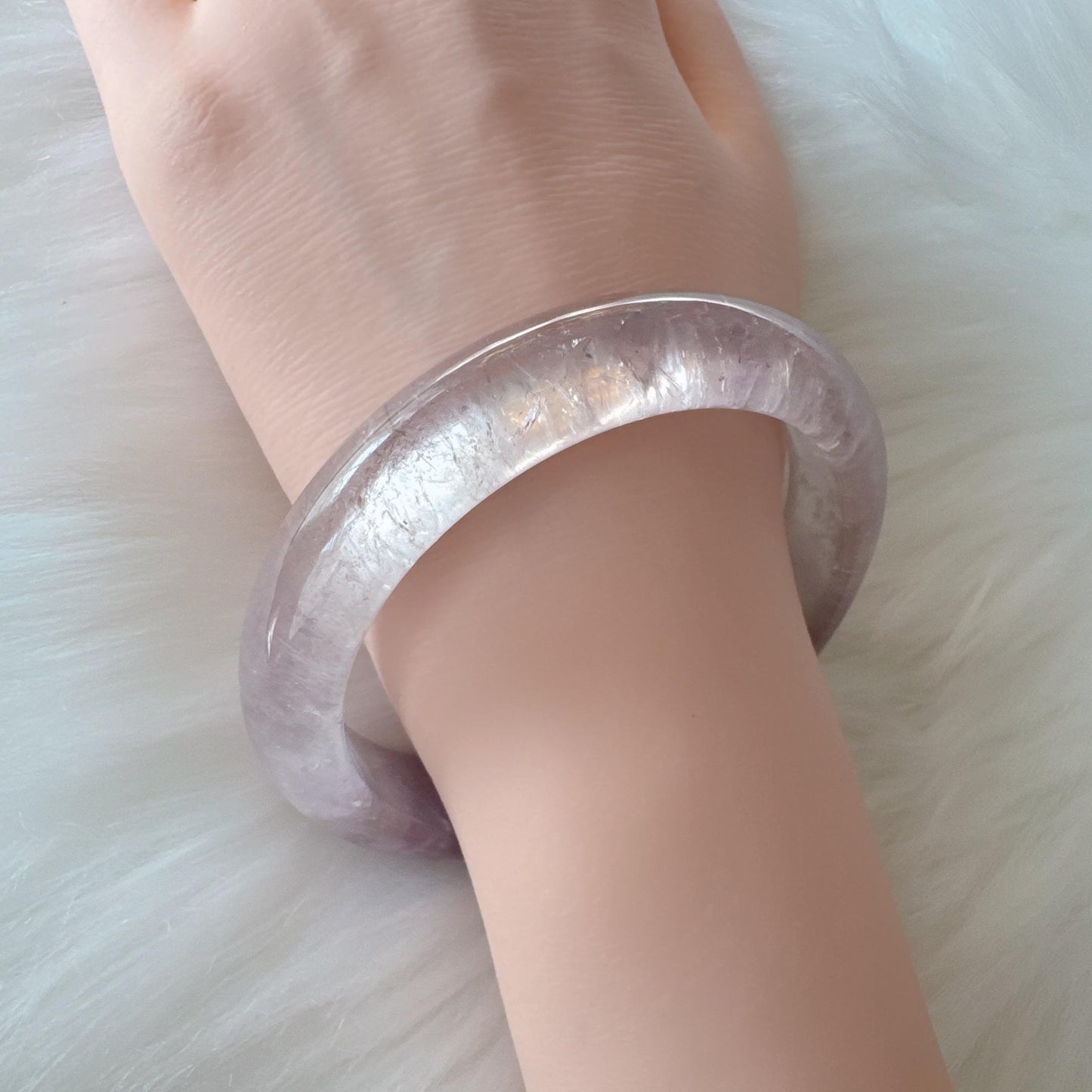 Dreamveil – High Clarity Amethyst Bangle Bracelet, Light Purple Amethyst Bracelet, Lavender Quartz Bangle