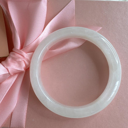 Purelight - White Phantom Quartz Gemstone Bangle, Ghost Quartz White Crystal Bangle