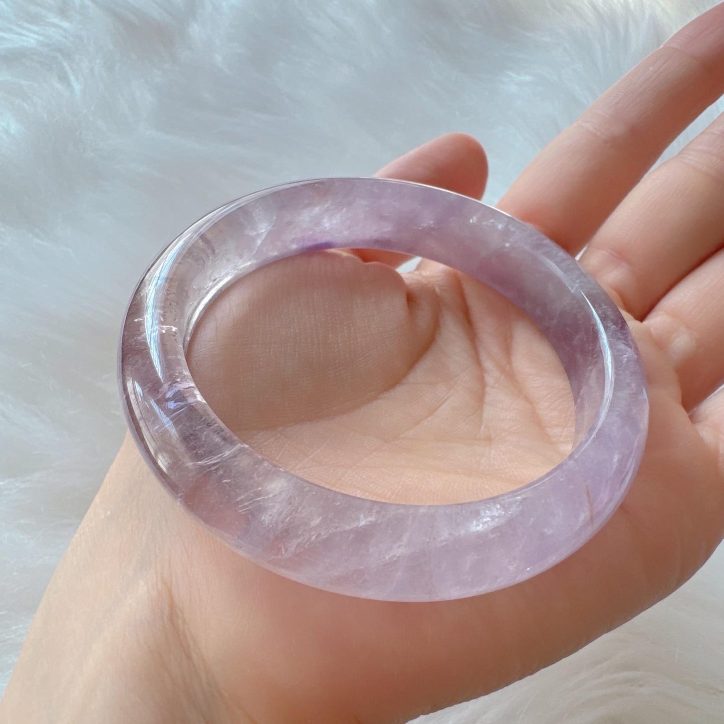 Dreamveil – Gentle Glow Amethyst Bangle Bracelet, Light Purple Amethyst Bracelet, Lavender Quartz Bangle