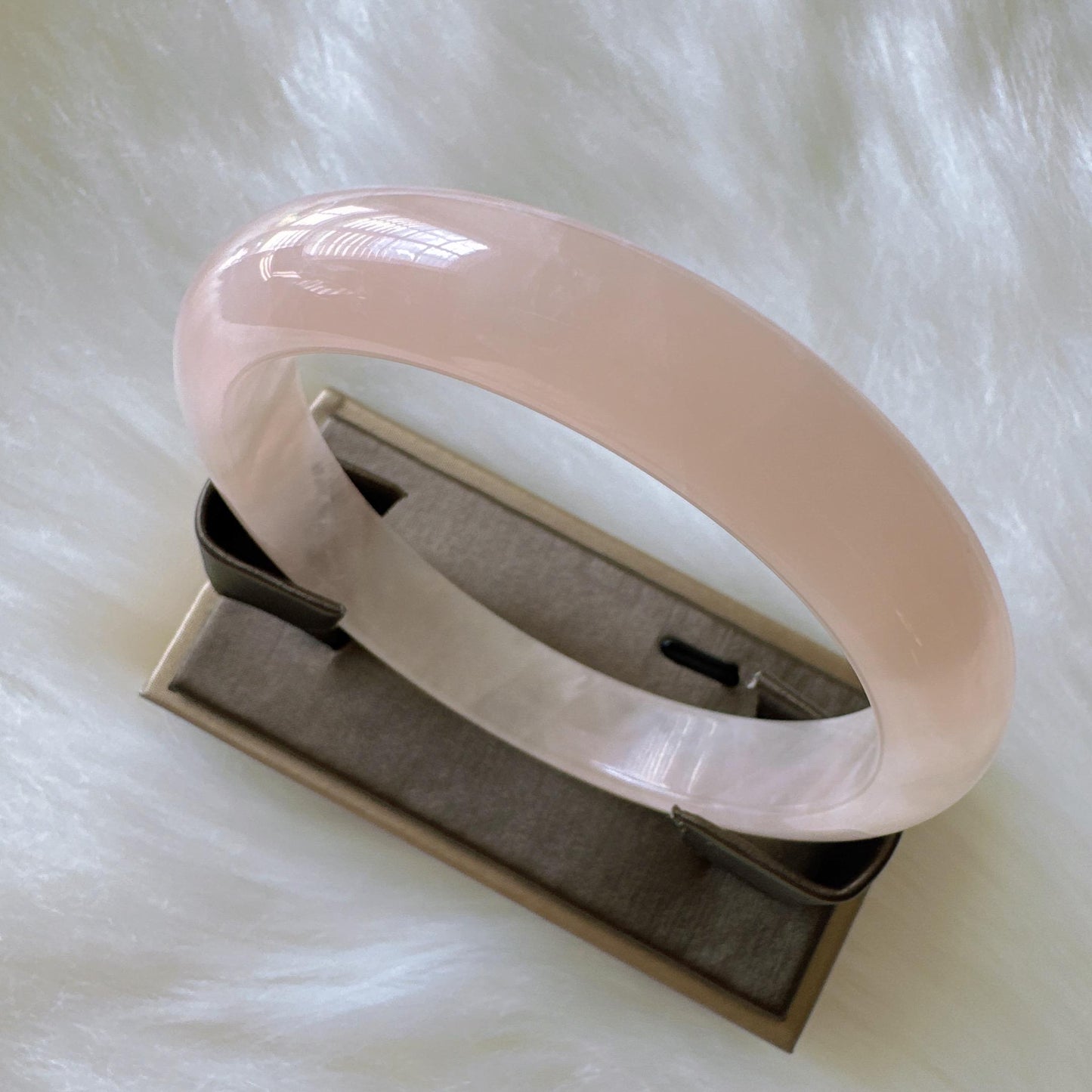 Heartglow - Calm Heart Rose Quartz Bangle, Pink Crystal Quartz Gemstone Bangle