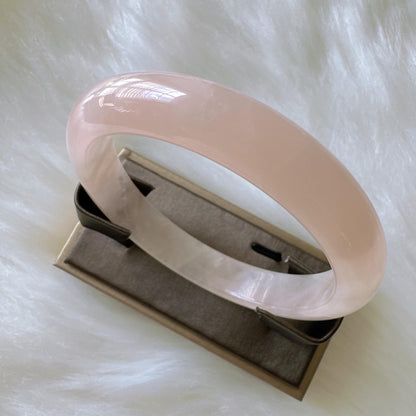 Heartglow - Calm Heart Rose Quartz Bangle, Pink Crystal Quartz Gemstone Bangle