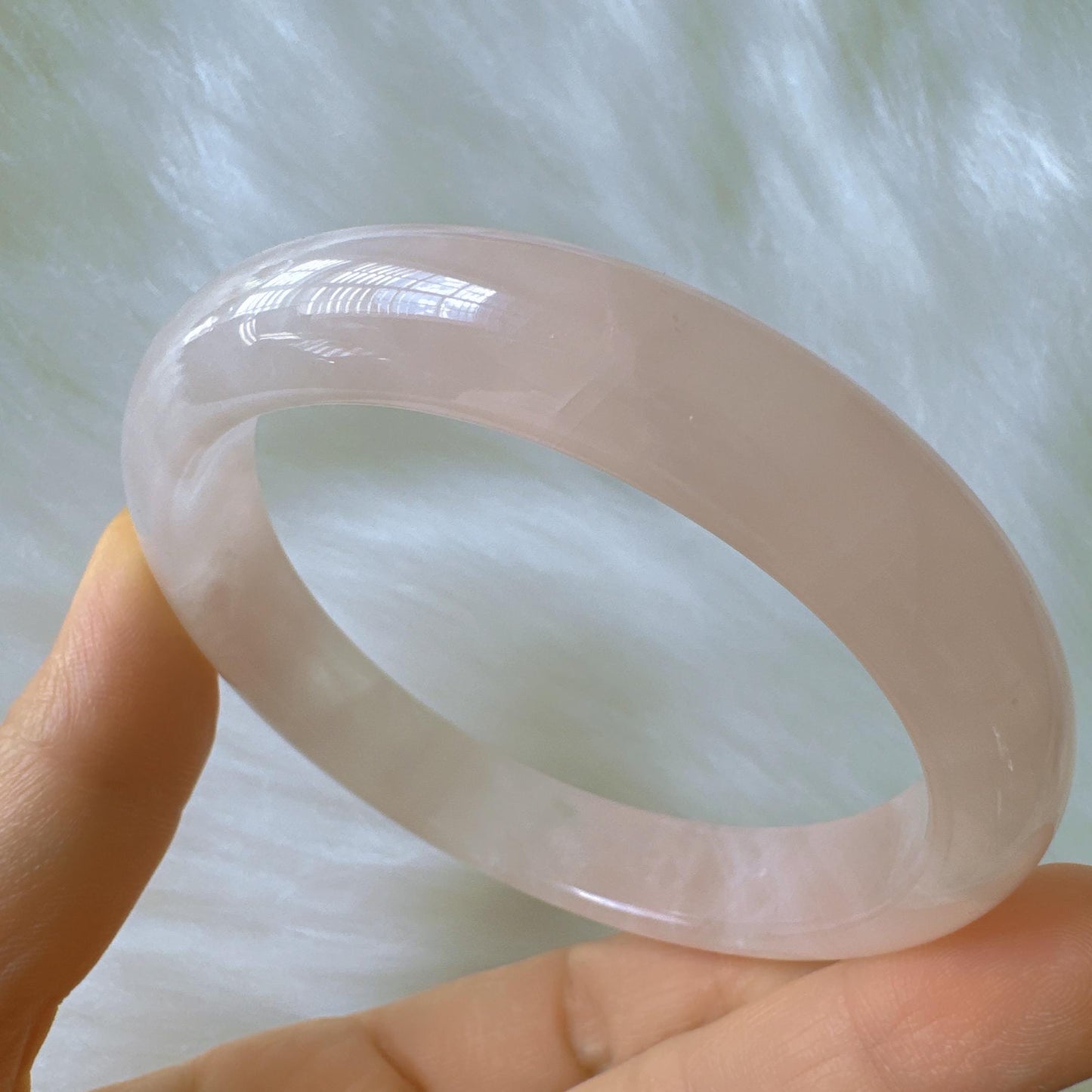 Heartglow - Calm Heart Rose Quartz Bangle, Pink Crystal Quartz Gemstone Bangle