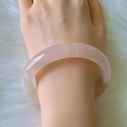 Heartglow - Calm Heart Rose Quartz Bangle, Pink Crystal Quartz Gemstone Bangle