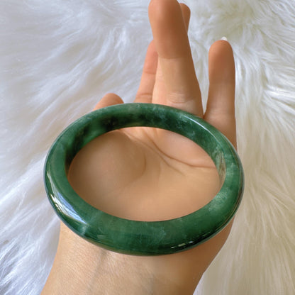 Earthveil - Forest Dark Green Burma Jade Jadeite Bangle Bracelet